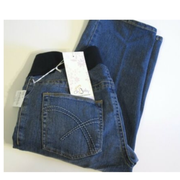 Maternity Denim Blue Jean Capri Pants Size S Small 4 6 - Picture 1 of 4